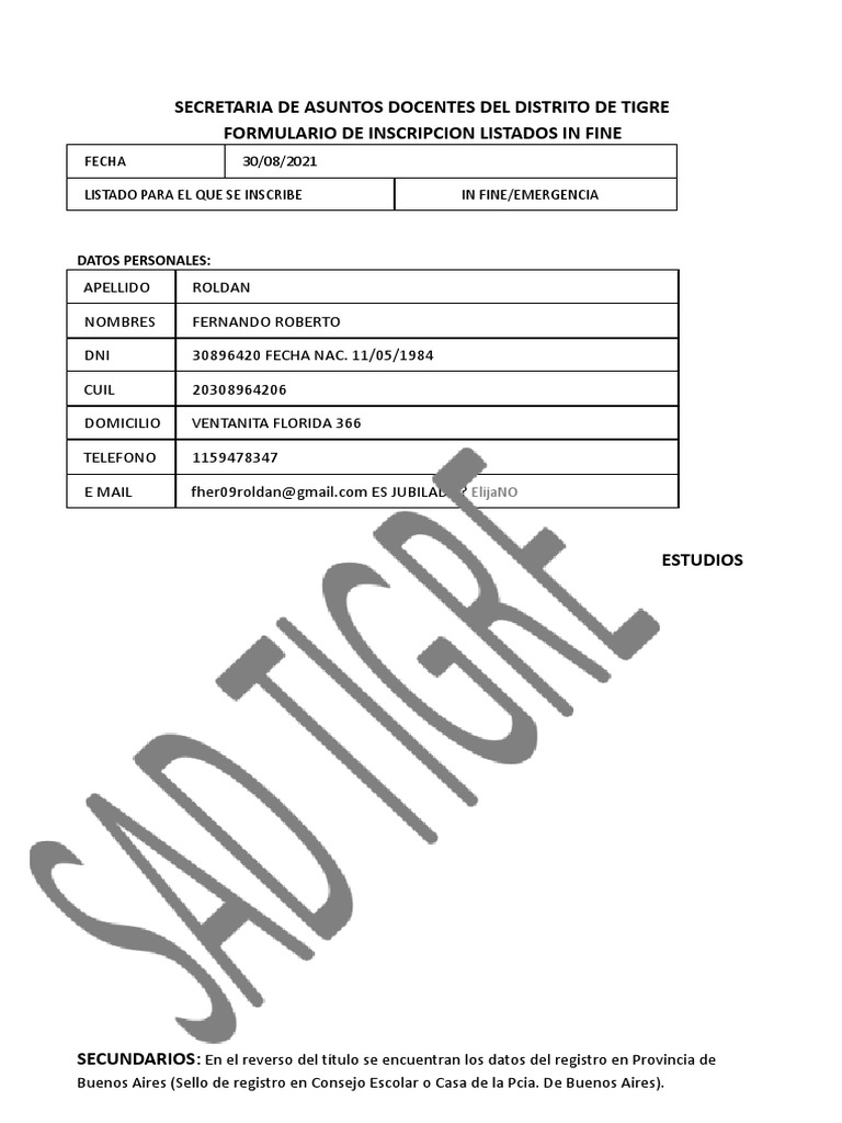 Formulario SAD | PDF