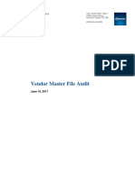 Vendor Master File Audit: Office of The City Auditor