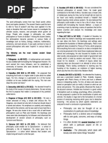 Lecture Notes in Intro. To Philosophy Weeks 1-3