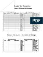 Calendrier Des Rencontres Groupes Hommes Femmes