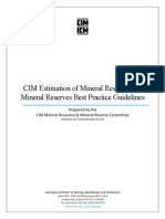 CIM Estimation of Mineral Resources & Mineral Reserves Best Practice Guidelines