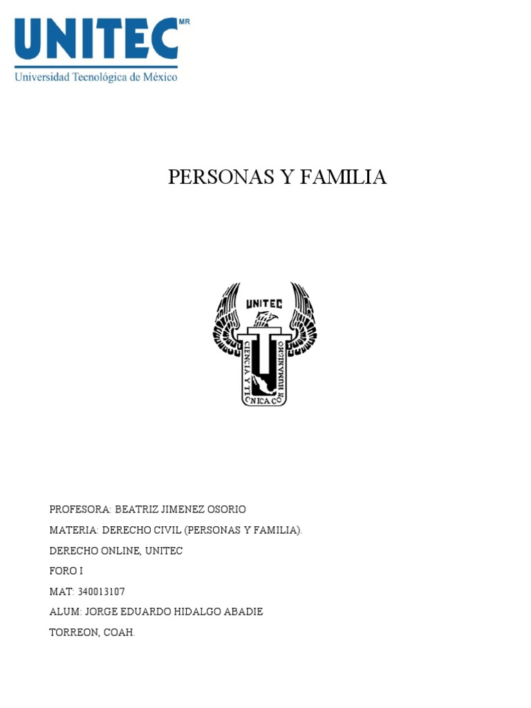 Personas y Familia Foro I PDF Parentesco Familia