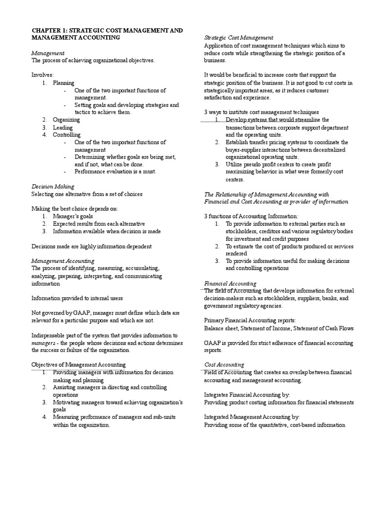 Strategic Cost Management Overview | PDF | Accounting | Management ...