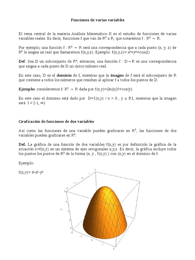 AM2 Bouzat Apunte Funciones de Varias Variables | PDF | Función ...