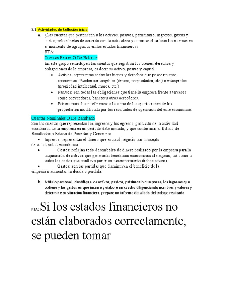 Guia 20 Estados Financieros | PDF | Contabilidad | Estado financiero