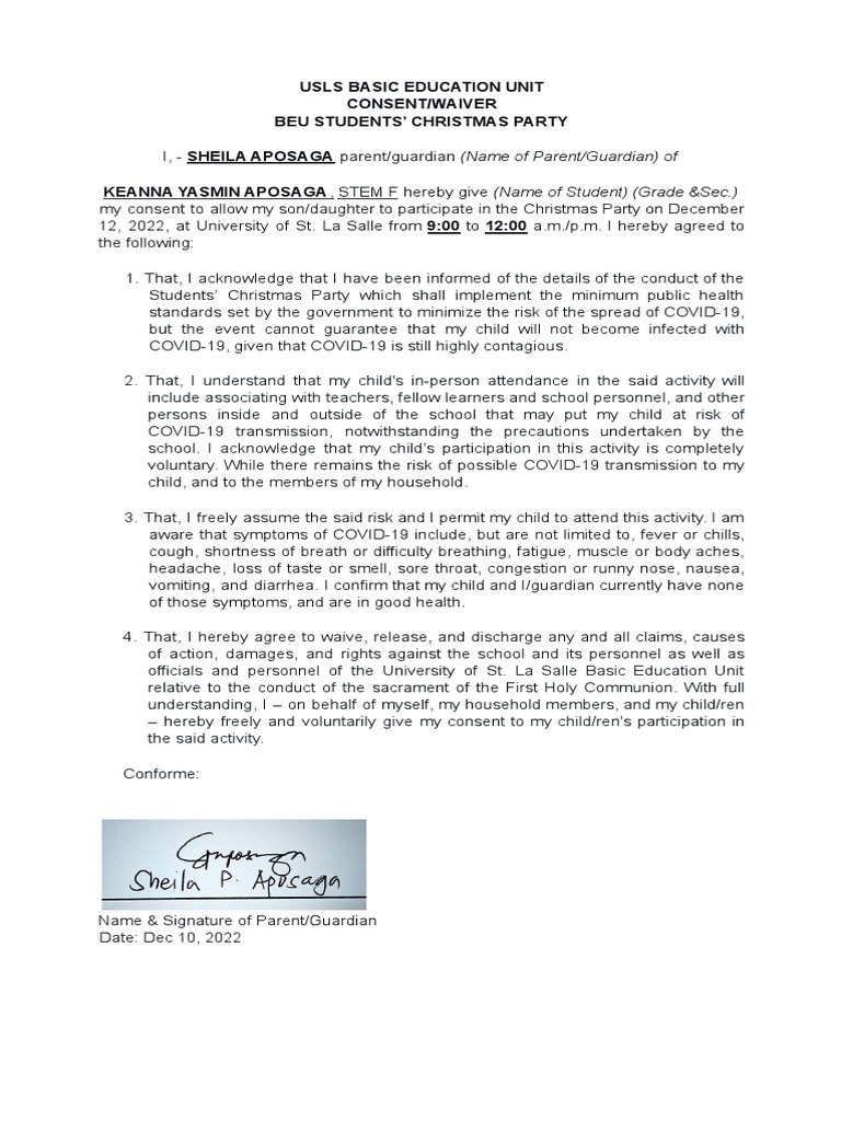 Operation christmas waiver form