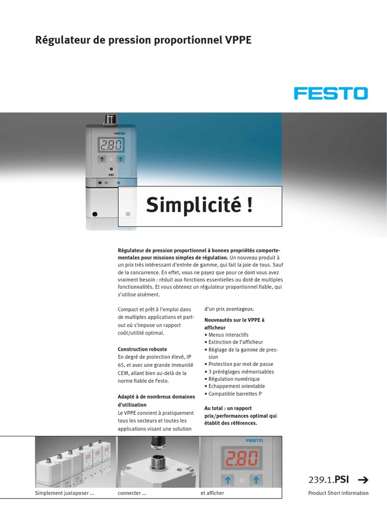 Régulateur de pression VPPE Festo | PDF