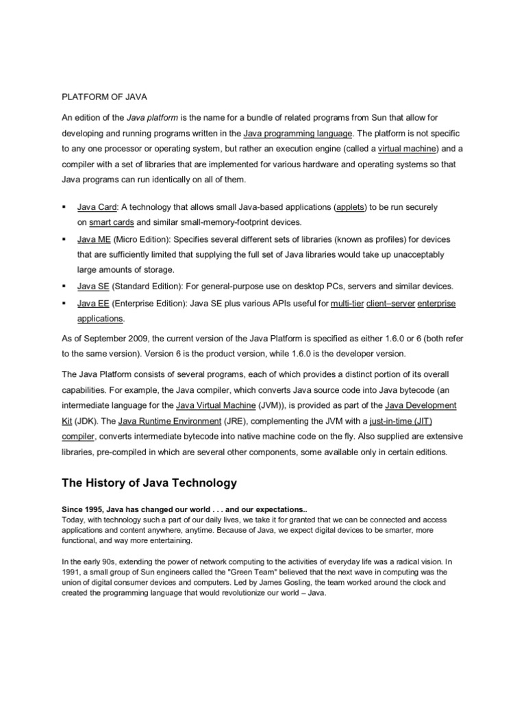 Java Software Platform Overview | PDF | Java Virtual Machine | Java ...