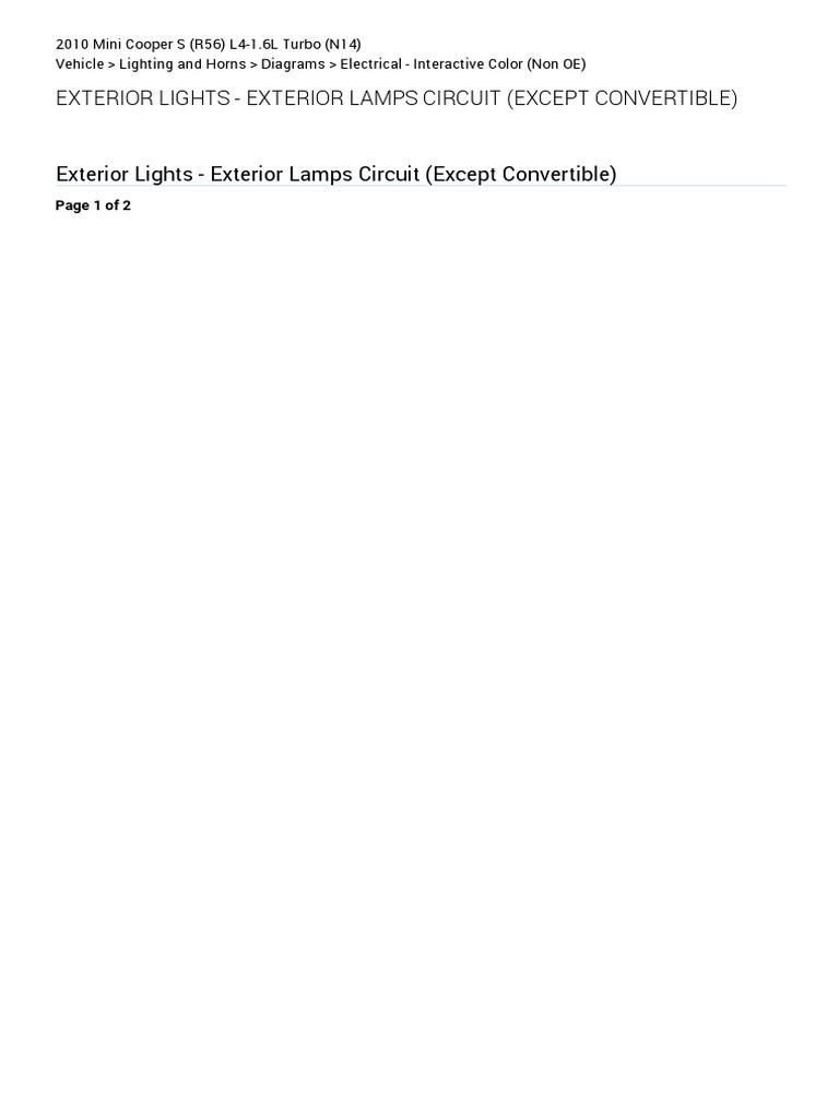 Exterior Lights - Exterior Lamps Circuit (Except Convertible) (Lighting ...
