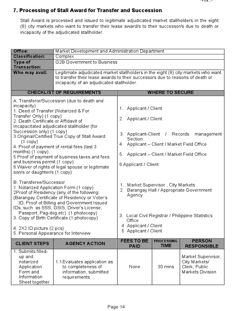 Stall Transfer Application Process | PDF | Notary Public | Government