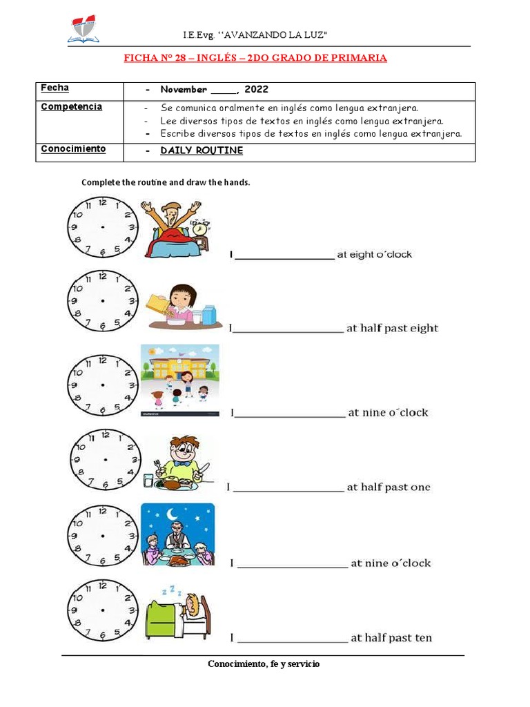 Actividades de Inglés para 2do Grado | PDF | Estudios de idiomas ...
