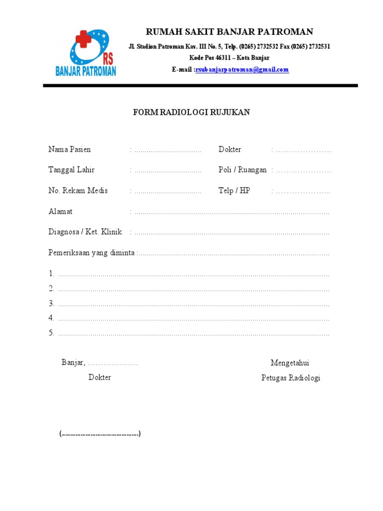 Form Radiologi Rujukan | PDF