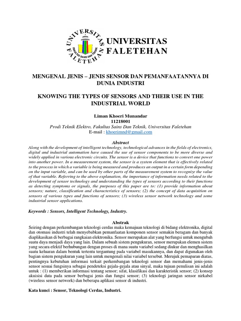Mengenal Jenis Jenis Sensor Dan Pemanfaa | PDF | Teknologi & Rekayasa
