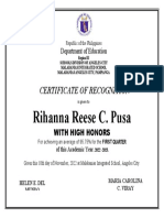 Certificate of Academic Excellence