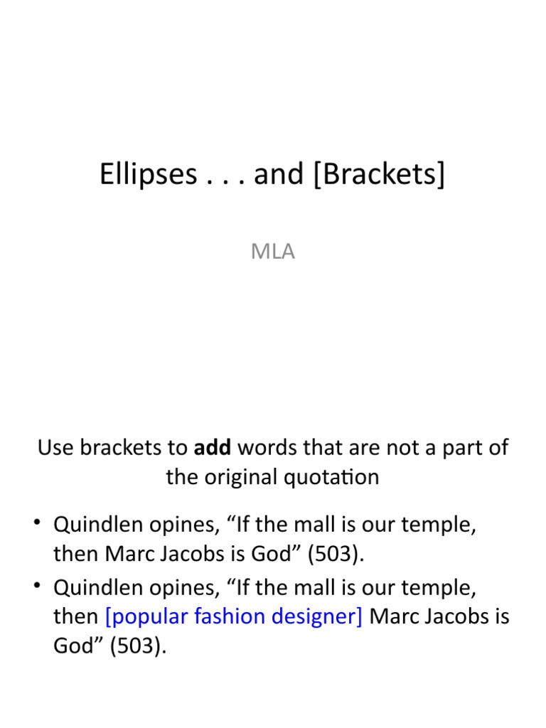 ellipses and brackets mla PDF