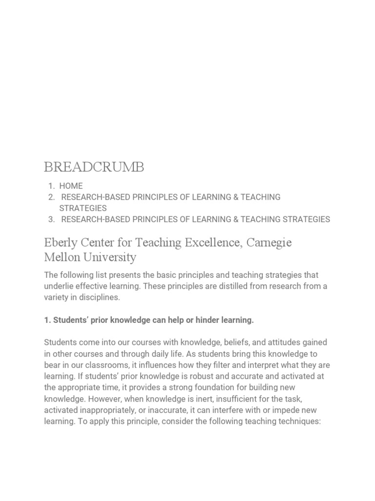 Seven research based principles of effective learning and teaching