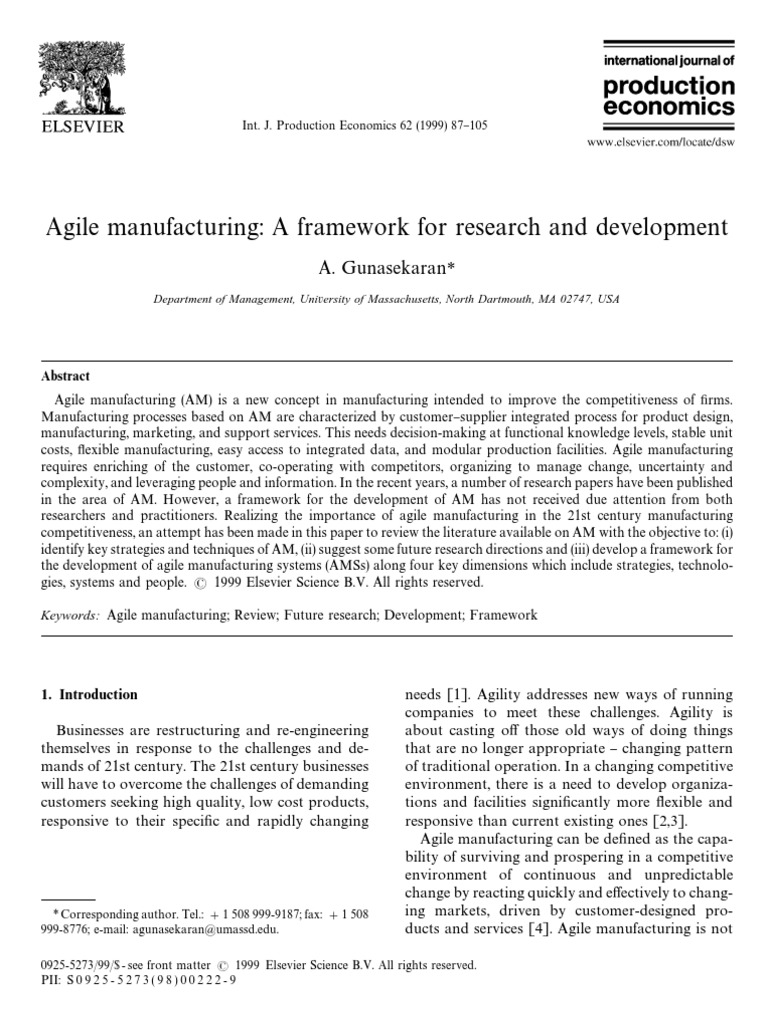 Agile Manufacturing: A Framework For Research and Development | PDF ...