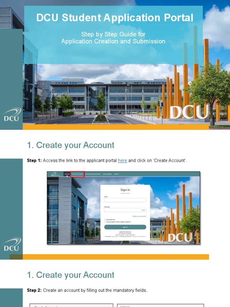 DCU Student Application Portal Step by Step Guide For Application