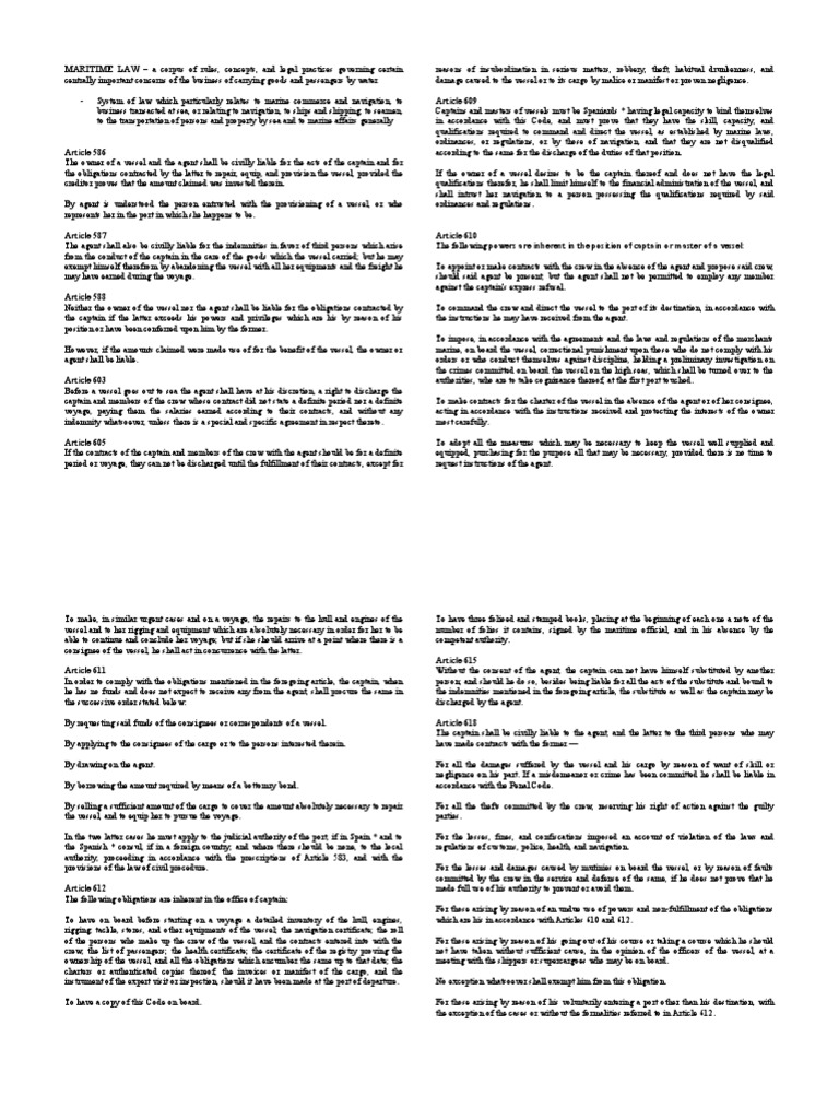 MARITIME LAW BASICS PDF Sea Captain Legal Liability