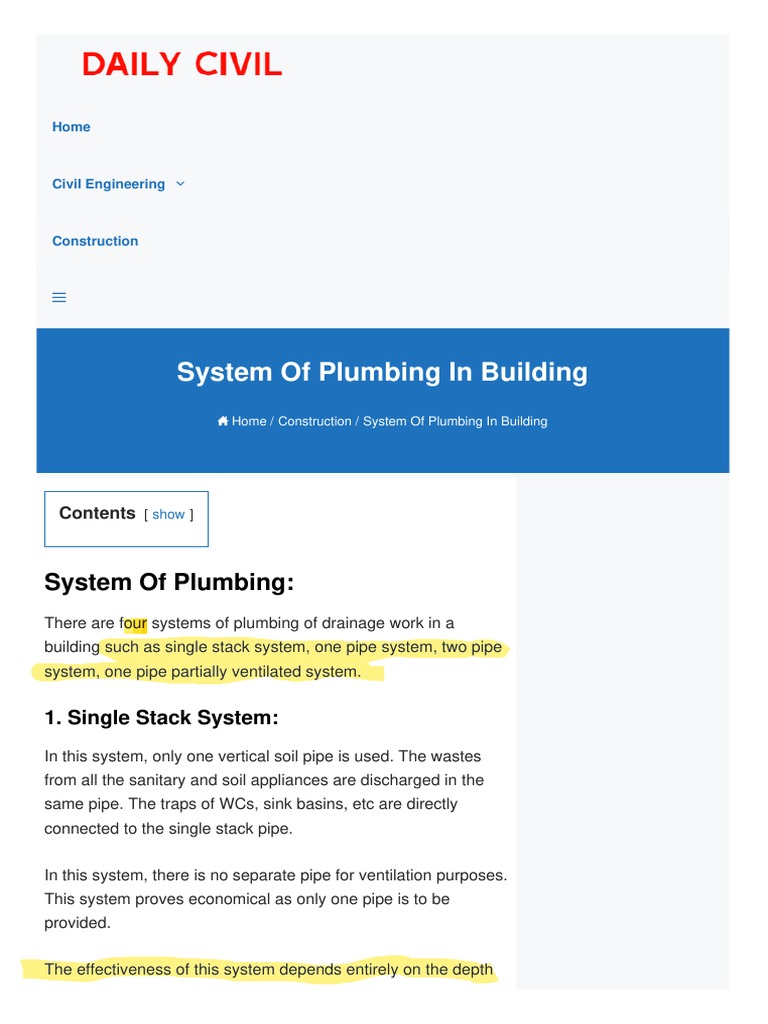 Plumbing System | PDF | Plumbing | Sink