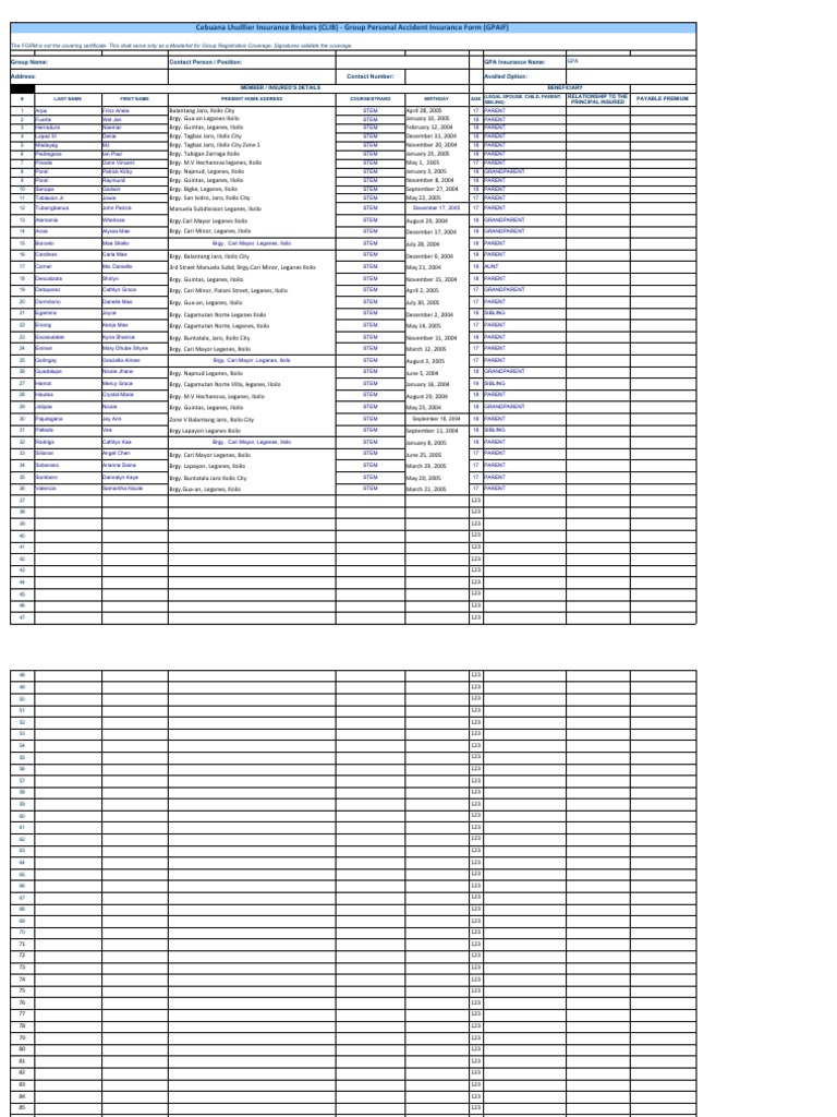 GPA Template | PDF | Financial Services | Insurance