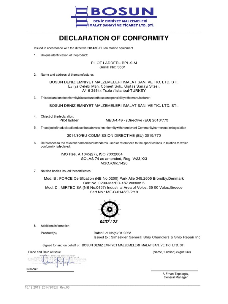 Pilot Ladder Declaration R 06 PDF