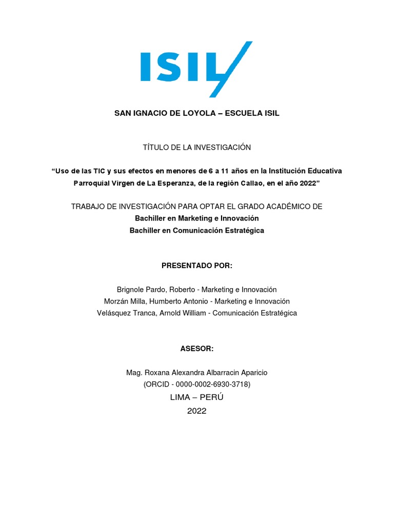 San Ignacio de Loyola - Escuela Isil: Lima - Perú 2022 | PDF ...