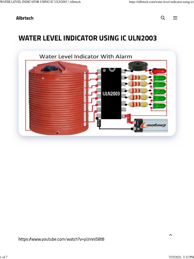 WATER LEVEL INDICATOR USING IC ULN2003 Albrtech PDF