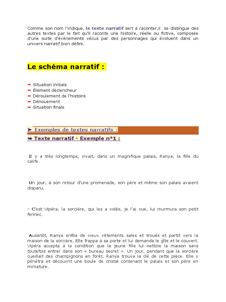 Exemples de textes narratifs | PDF