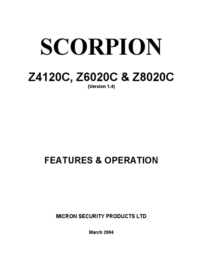 Scorpion Z4120C, Z6020C & Z8020C Installer Manual | PDF | Telephone ...