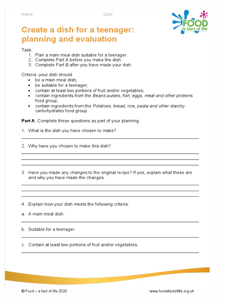 Create A Dish Plan and Eval ws1114 PDF Flour Breads