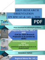 Research Orientation On RM 141 142 2020