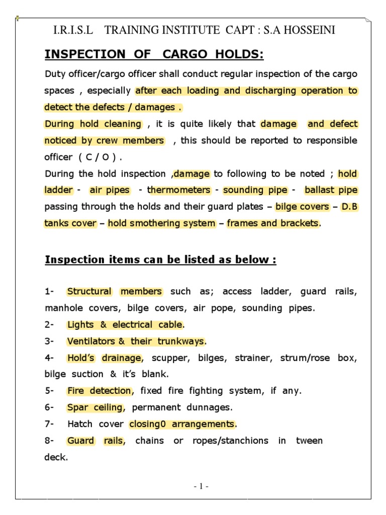 Cargo Hold Inspection and Cleaning Guide | PDF | Water Vapor | Humidity