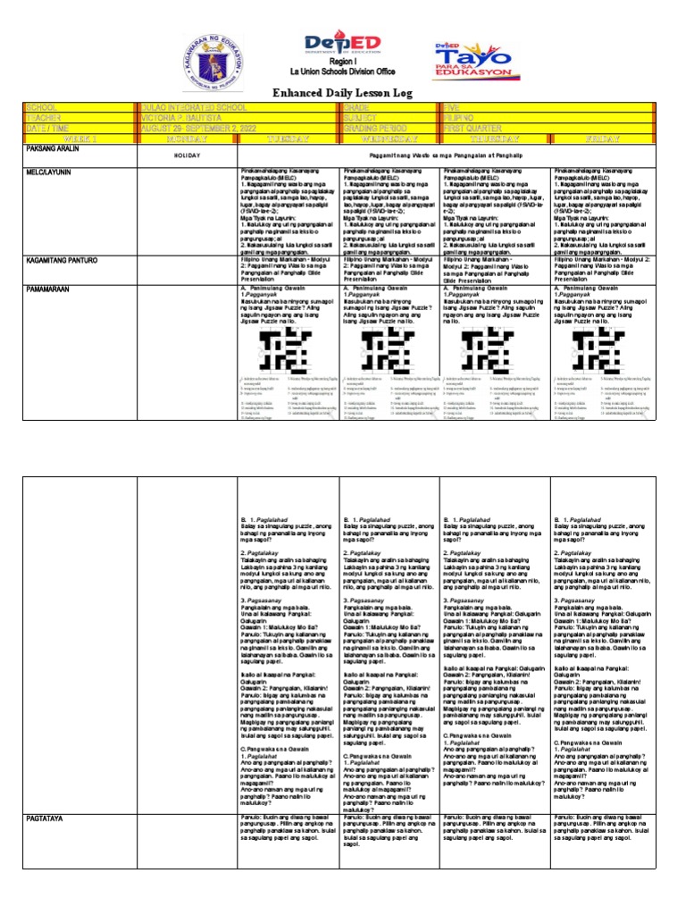 Q1 W1 Filipino5 WLP | PDF