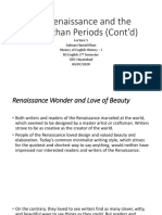 LECTURE 5 - The Renaissance and The Elizabethan Periods (Cont - D)