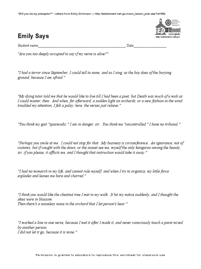 Emily Dickinson's Letters to a Preceptor | PDF