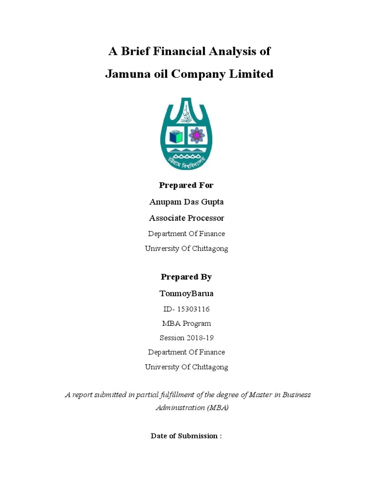 Financial Analysis of Jamuna Oil Company Limited PDF Private Sector