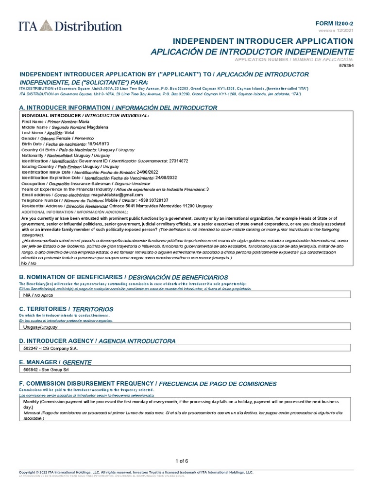 Aplicación de Introductor Independiente: Independent Introducer ...