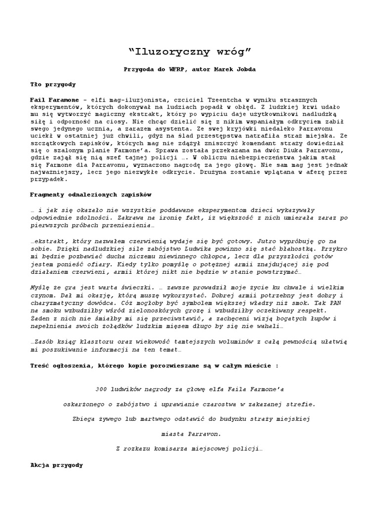 Wfrp 1e Iluzoryczny Wrog Pl Pdf