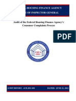 Audit of The Federal Housing Finance Agency (FHFA) - Consumer Complaints Process