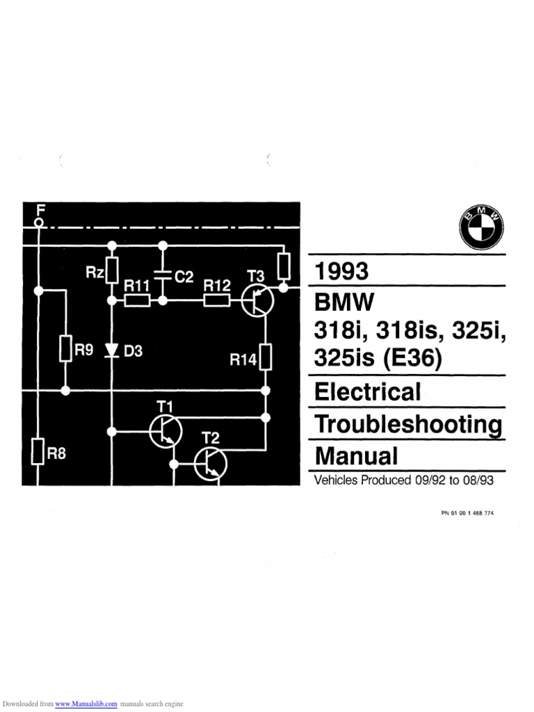 BMW 318i 318is 325i 325is (E36) 1993 Electrical Wiring Diagrams