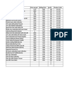 Expense and Product Price Sheet