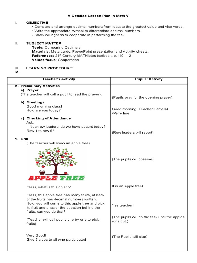 Lesson Plan and Rubrics | PDF | Numbers