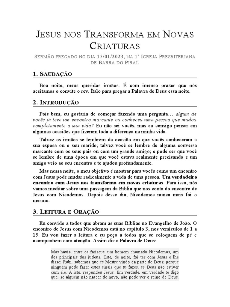 Jo o 3 1 15 jesus nos transforma em novas criaturas pdf jesus