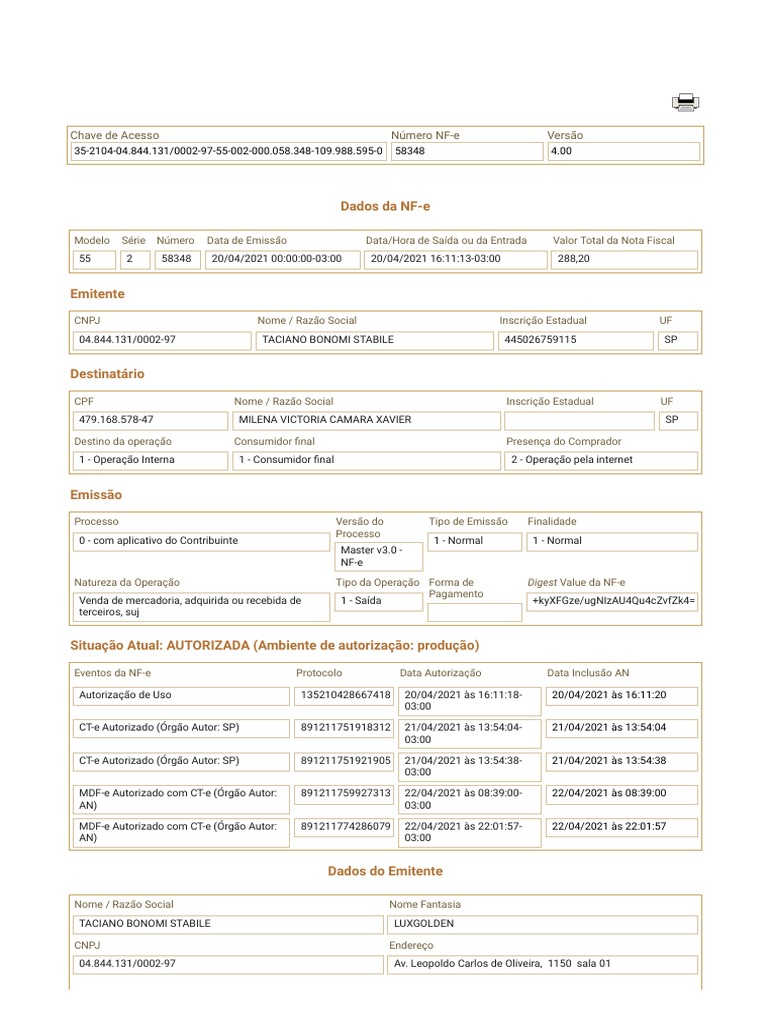 Segunda Via da Nota Fiscal 58348 | PDF | Taxa de imposto | Recibo