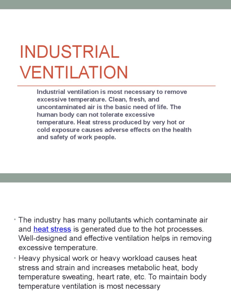 Industrial Ventilation PDF Ventilation (Architecture) Air Pollution