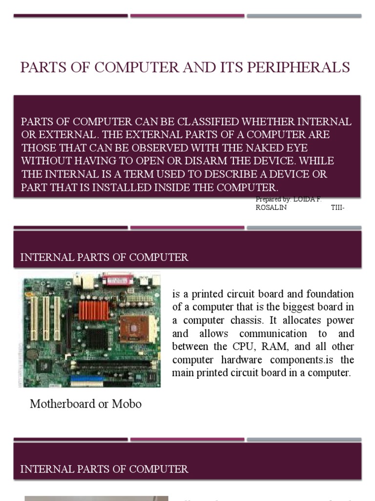 Computer Parts and Peripherals Overview | PDF | Usb Flash Drive ...