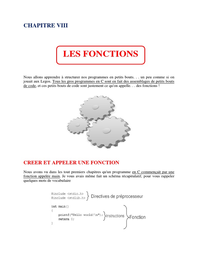 Appel de fonctions en C : Guide pratique | PDF | Programme informatique ...