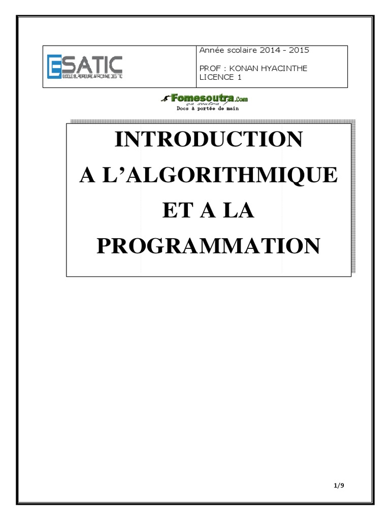 612a9b38dae67algorithmique Et Programmation Instructions de Cho | PDF ...