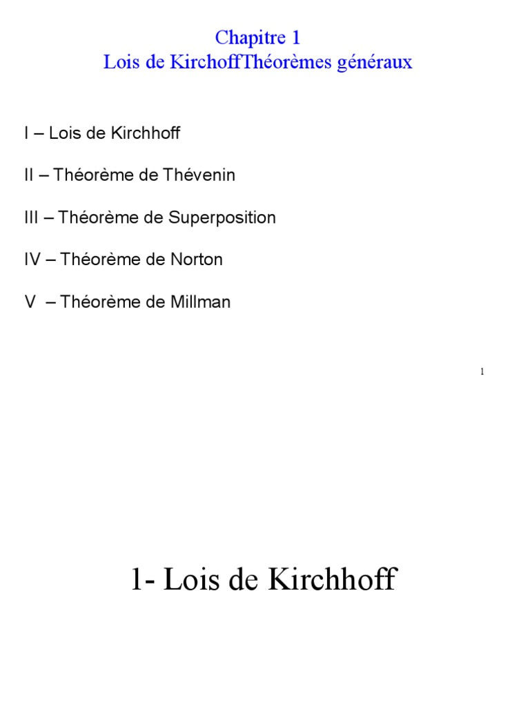 Lois de Kirchhoff et Applications | PDF